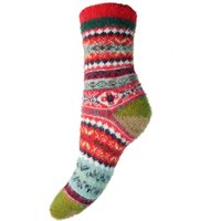 Joya Socks Women's Soft Wool Blend Patterned Socks Red & Green | Size: 4-7