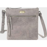 Assots London Women's RUE' Distressed Real Leather Crossbody Bag in Mid Grey