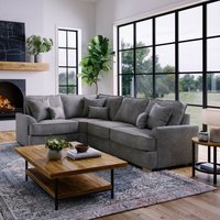 The Great Sofa Company Ophelia Left Hand Facing Chenille Corner Sofa in Dark Grey | Size: 3 Seater