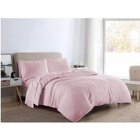 HomeSpace Direct Brushed Cotton Flannelette Duvet Cover Set in Pink | Size: Super King
