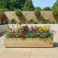 Woven Wood 2m Pine Raised Trough Garden Planter in Natural