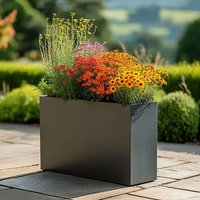 Woven Wood 100cm Long Zinc Matte Grey 80cm Tall Trough Planter