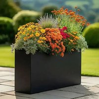 Woven Wood 90cm Long Zinc Galvanised Matte Black 60cm Tall Trough Planter