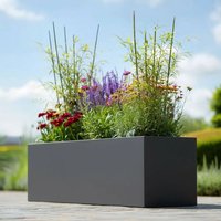Woven Wood 70cm Zinc Galvanised Matte Grey Trough Planter