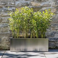 Woven Wood 120cm Zinc Galvanised Silver Trough Planter