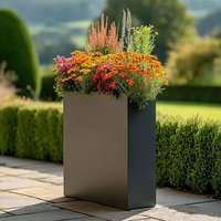 Woven Wood 75cm Long Zinc Galvanised Matte Grey 90cm Tall Trough Planter