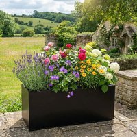 Access Garden Products 70cm Zinc Galvanised Matte Black Trough Planter