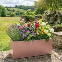 Woven Wood 75cm Zinc Rose Gold Finish Trough Planter