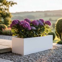Woven Wood 75cm Zinc Galvanised Matte White Trough Planter