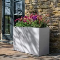 Woven Wood 90cm Long Zinc Matte White 60cm Tall Trough Planter