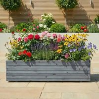 Woven Wood 1.8m Grey Pine Raised Trough Planter
