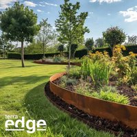 Woven Wood 100cm Corten Steel Lawn Edging 15cm High (1 Set / 5pcs) in Light Brown