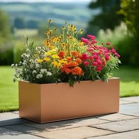 Woven Wood 75cm Zinc Galvanised Copper Trough Planter