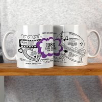 Afewhometruths Personalised 40th Birthday Mug - Born in 1986, Custom Name & Fun Message in Purple