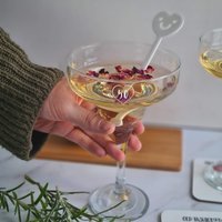 Afewhometruths 50th Birthday Engraved Cocktail Glass with coasters in Clear