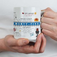 Afewhometruths Personalised 25th Birthday Mug with Name & Message in White