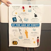 Afewhometruths Personalised 40th Birthday Keepsake Tea Towel in White