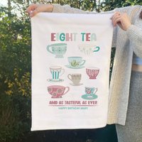 Afewhometruths Personalised Eight Tea 80th birthday gift tea towel in White | Size: 600mm