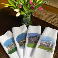 Afewhometruths Men's Set Of Four Handkerchiefs With British Open Golf Courses in White