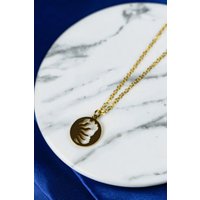 The Colourful Aura Women's Stainless Steel Gold Sun Moon Small Round Disc Pendant Necklace