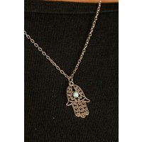 The Colourful Aura Hamsa Hand Gold & Silver Hand of Fatima Hamsa Dainty Pendant Protection Choker