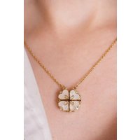 The Colourful Aura Foldable Crystal Flower Pendant Necklace in Gold