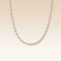 The Colourful Aura Small White Oval Freshwater Pearl Unisex 16 Inches Everyday Choker Necklace