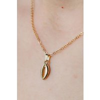 The Colourful Aura Women's Silver Handmade Sea Shell Necklace Cowrie Charm Beach Surfing Pendant Necklace in Gold