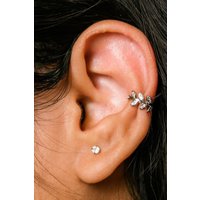 The Colourful Aura Women's Adjustable No Piercing Leaf Wire Ear Wrap Cuff Band in Silver