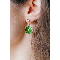 Sun Flower Zircon Drop Handmade Stud Earrings