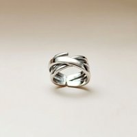 The Colourful Aura Women's 925 Silver Stackable Adjustable Chunky Cross Band Cuff Ring