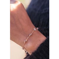 The Colourful Aura Women's Gold Crystal Quartz Minimalist Healing Dainty Pink White Crystal Bracelet