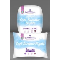 Slumberdown Cool Summer Nights 7.5 Tog Summer Duvet with 2 Firm Support Pillows in White | Size: Single