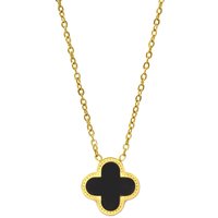 Say It With Clover Necklace Gold & Black | Size: 18 inches