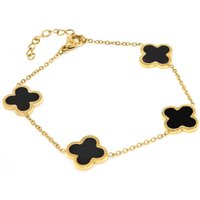 Say It With Clover Bracelet Gold & Black | Size: 7.5 cm