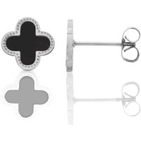 Say It With Clover Earrings Silver & Black | Size: Small