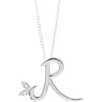Say It With Winged Diamond Initial Necklace - Sterling Silver - R/18" | Size: 18 inches
