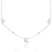 Say It With Leo Necklace with CZ Stones - Silver | Size: 18 inches