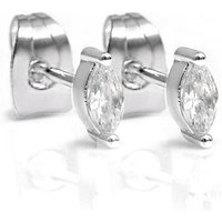 Say It With Clear CZ Marquise Stud Earrings - Silver