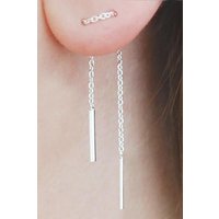 Otis Jaxon London Sterling Silver Short Drop Chain Threader Earrings