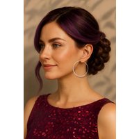 Otis Jaxon London Women's Sterling Silver Hammered Large Hoop Earrings