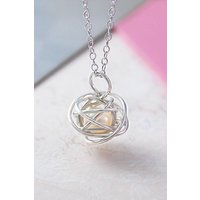 Otis Jaxon London Women's Sterling Silver Caged White Pearl Necklace