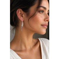 Otis Jaxon London Women's Sterling Silver Long Wave Drop Earrings