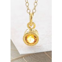 Otis Jaxon London Women's Citrine Sterling Silver November Birthstone Pendant Necklace in Gold