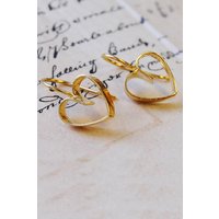 Otis Jaxon London Women's Heart Lace Sterling Silver Drop Earrings in Gold