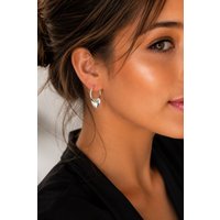 Otis Jaxon London Women's Silver Heart Hoop Earrings