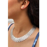 Otis Jaxon London Women's Wide Silver Plated Multilink Chain Necklace