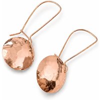 Otis Jaxon London Women's Hammered Disc Sterling Silver Long Drop Earrings in Rose Gold