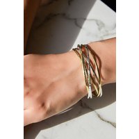 Otis Jaxon London Women's Russian Gold & Silver Stacking Bangle | Size: Large