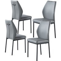 Modernique Set of 4 Dining Chairs in Faux Leather & Metal Frame in Grey